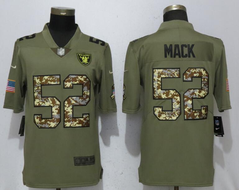 New Nike Oakland Raiders 52 Mack Olive/Camo Carson 2017 Salute to Service Limited Jersey