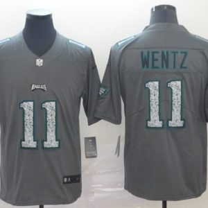 Nike Eagles #11 Carson Wentz Gray Static Vapor Untouchable Limited Men Jersey