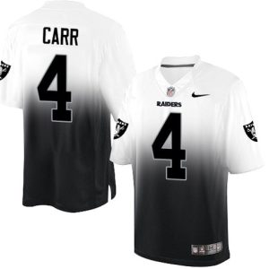 Nike Oakland Raiders #4 Derek Carr White/Black Fadeaway Elite Jersey