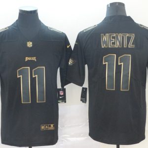 Nike Eagles #11 Carson Wentz Black Gold Vapor Untouchable Limited Men Jersey