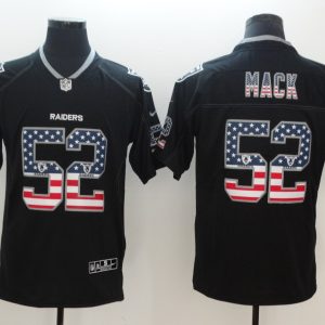 Nike 2018 Oakland Raiders #52 Mack USA Flag Fashion Black Color Rush Limited Jersey