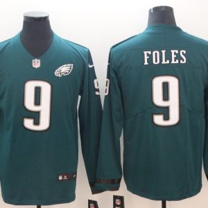 Men's Philadelphia Eagles #9 Foles Teams Nike Therma Long Sleeve Jersey