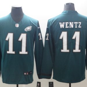 Men's  Philadelphia Eagles #11 Wentz Teams Nike Therma Long Sleeve Jersey