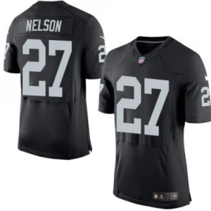 Men's Nike Oakland Raiders #27 Reggie Nelson Elite Black Team Color NFL Jersey