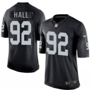 Men's Oakland Raiders #92 HALL Nike Black Elite Jersey