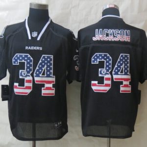 2014 New Nike Oakland Raiders 34 Jackson USA Flag Fashion Black Elite Jerseys