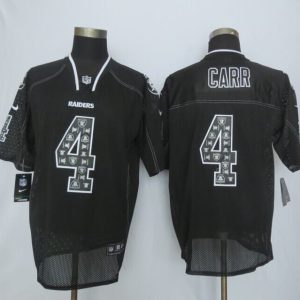 New Nike Oakland Raiders #4 Carr Lights Out Black Elite Jerseys
