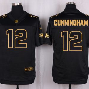 Mens Philadelphia Eagles #12 Cunningham Pro Line Black Gold Collection Jersey