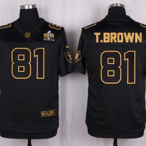 Mens Oakland Raiders #81 T.Brown Pro Line Black Gold Collection Jersey