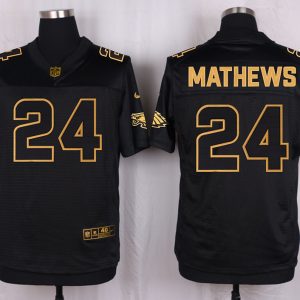 Mens Philadelphia Eagles #24 Mathews Pro Line Black Gold Collection Jersey