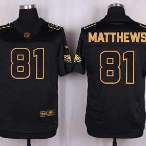 Mens Philadelphia Eagles #81 Matthews Pro Line Black Gold Collection Jersey