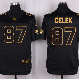 Mens Philadelphia Eagles #87 Celek Pro Line Black Gold Collection Jersey