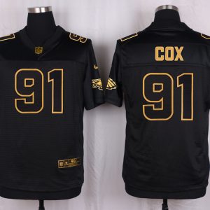 Mens Philadelphia Eagles #91 Cox Pro Line Black Gold Collection Jersey