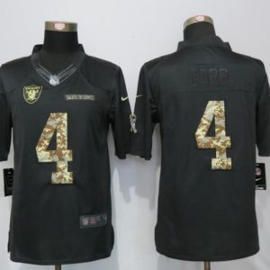 New Nike Oakland Raiders 4 Carr Anthracite Salute To Service Limited Jersey