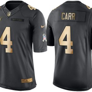 NFL Okland Raiders #4 Carr Salute to Service Gold Number Jersey
