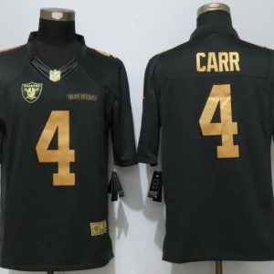 NEW Nike Oakland Raiders 4 Carr Gold Anthracite Salute To Service Limited Jersey