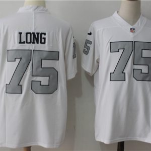 Mens NFL Oakland Raiders #75 Long White Vapor Limited Silver Number Jersey