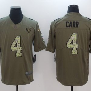 Mens Oakland Raiders #4 Carr Olive Salute to Service Limited Jersey