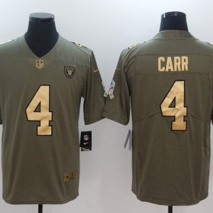 NFL Oakland Raiders #4 Carr Salute to Service Gold Number Jersey