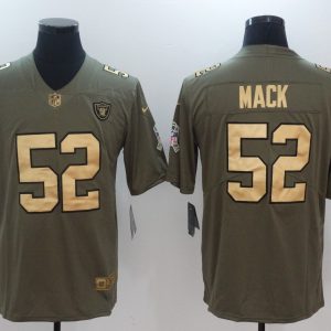 NFL Oakland Raiders #52 Mack Salute to Service Gold Number Jersey
