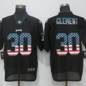 Nike Philadelphia Eagles 30 Clement USA Flag Fashion Black Elite Jersey