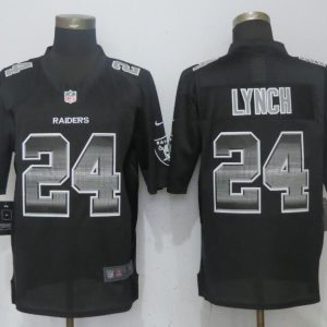 New Nike Oakland Raiders 24 Lynch Black Strobe Limited Jersey