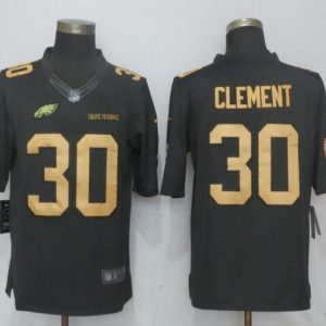 New Nike Philadelphia Eagles 30 Clement Gold Salute To Service Limited Jersey