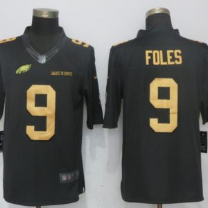 New Nike Philadelphia Eagles 9 Foles Gold Anthracite Salute To Service Limited Jersey