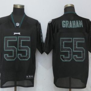 New Nike Philadelphia Eagles 55 Graham Lights Out Black Elite Jersey