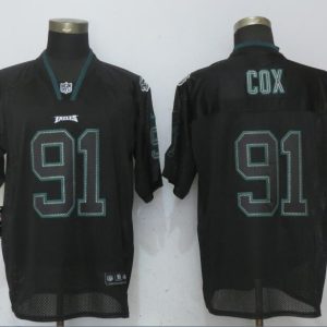 New Nike Philadelphia Eagles 91 Cox Lights Out Black Elite Jersey