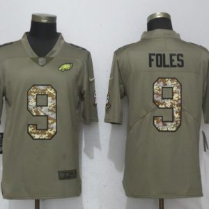 Nike Philadelphia Eagles #9 Foles Olive Camo Carson Salute to Service Limited Jersey
