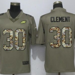 Nike Philadelphia Eagles 30 Clement Olive Camo Carson Salute to Service Limited Jersey