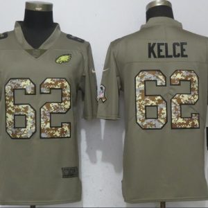 Nike Philadelphia Eagles 62 Kelce Olive Camo Carson Salute to Service Limited Jersey