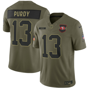 Men's San Francisco 49ers #13 Brock Purdy Olive 2025 F.U.S.E. Salute to Service Limited Jersey