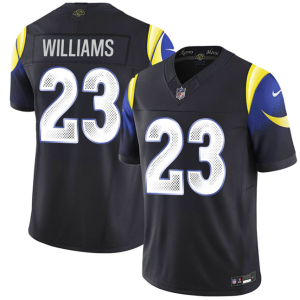 Men's Los Angeles Rams #23 Kyren Williams Black 2025 F.U.S.E. ??Rivalries?? Vapor Limited Jersey