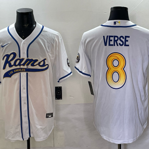 Men's Los Angeles Rams #8 Jared Verse White Baseball Jersey
