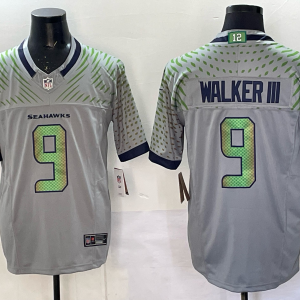 Men's Seattle Seahawks #9 Kenneth Walker III  Gray 2025 F.U.S.E. ??Rivalries?? Vapor Untouchable Limited Jersey
