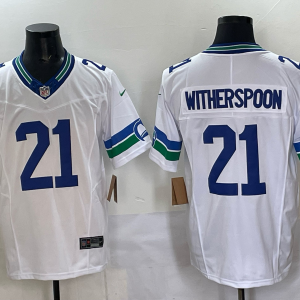 Men's Seattle Seahawks #21 Devon Witherspoon White F.U.S.E. Throwback Vapor Limited Jersey