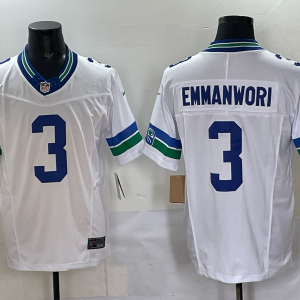 Men's Seattle Seahawks #3 Nick Emmanwori White F.U.S.E. Throwback Vapor Limited Jersey