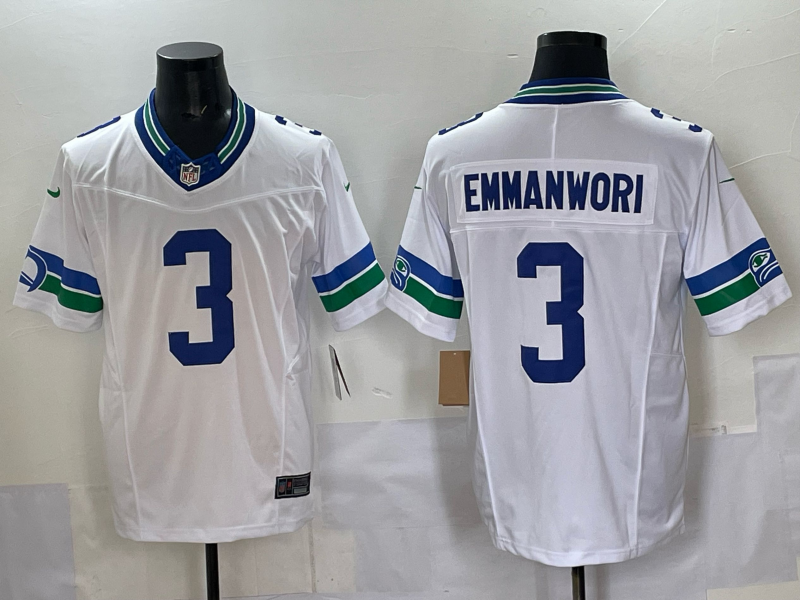 Men's Seattle Seahawks #3 Nick Emmanwori White F.U.S.E. Throwback Vapor Limited Jersey
