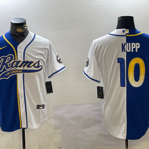 Men's Los Angeles Rams #10 Cooper Kupp Royal/White Split Baseball Jersey