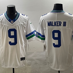 Men's Seattle Seahawks #9 Kenneth Walker III White F.U.S.E. Throwback Vapor Limited Jersey