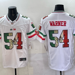 Men's San Francisco 49ers #54 Fred Warner White 2025 F.U.S.E. Mexico Vapor Limited Jersey