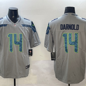 Men's Seattle Seahawks #14 Sam Darnold Grey 2025 Vapor Limited Jersey