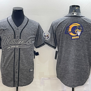 Men's Los Angeles Rams Grey Team Big Logo With Patch Baseball Nike Jersey