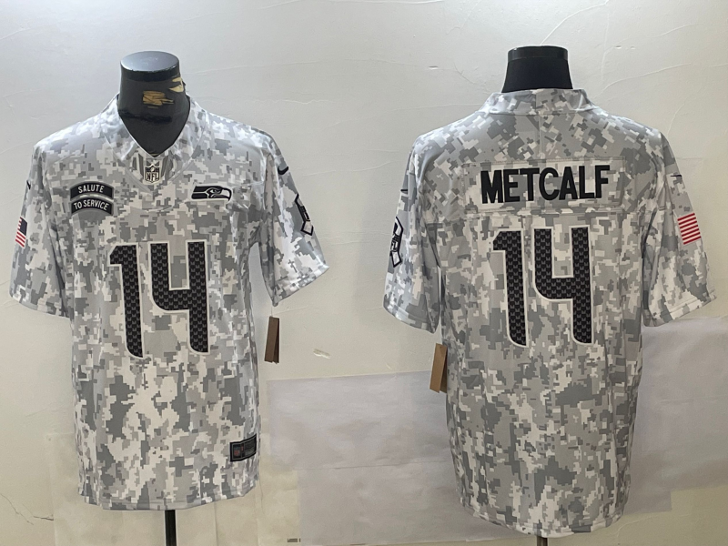 Men's Seattle Seahawks #14 D.K. Metcalf Arctic Camo 2024 F.U.S.E. Salute to Service Jersey