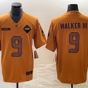 Men's Seattle Seahawks #9 Walker III 2023 Brown Salute To Service Limited Jersey