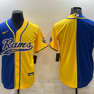 Men's Los Angeles Rams Blank Blue/Yellow Split Baseball Nike Jersey
