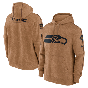 Men's Seattle Seahawks  2023 Brown Salute To Service Pullover Hoodie