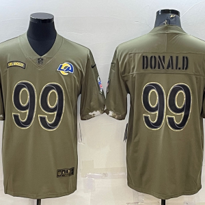 Men's Los Angeles Rams #99 Aaron Donald 2022 Olive Salute To Service Limited Jersey